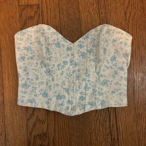 Zara blue and white flowered corset